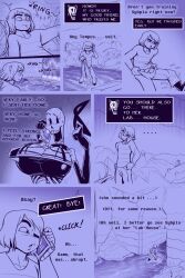 1boy 1girls 2d comic comic_page dialogue dominatrix dressing english_dialogue english_text female frisky_(under(her)tail) male no_pants page_2 penis penis_peek pubic_hair skeleton talking tempus_(under(her)tail) text thewill under(her)tail undertale undertale_(series) water