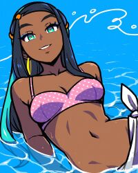 1girls akairiot bikini bra looking_at_viewer nessa_(pokemon) nintendo pokemon pokemon_ss