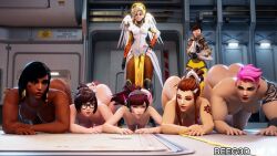 3d asian asian_female ass ass_up beeg3d big_ass big_butt blonde_hair brigitte brown_hair clothed d.va dark-skinned_female dark_skin egyptian egyptian_female eyewear female female_only female_penetrated fit fit_female glasses interracial korean light-skinned_female light_skin mei_(overwatch) mercy naked nude nude_female overwatch pharah pink_hair presenting presenting_ass tattoo thighs tracer zarya