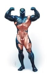 1boy 1other balls ballsack erect_penis erection foreskin foreskin_folds human intact lytta_the_bug male male_nipples male_only manly marvel marvel_comics nude_male penis pose retracted_foreskin scrotum smooth_skin smooth_skinned_male solo solo_male symbiote testicles uncut veiny_penis venom venom_(marvel)