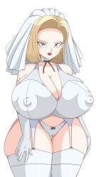 alternate_version_available android_18 dragon_ball dragon_ball_z erect_nipples huge_breasts toshiso wedding_attire