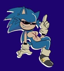 blue_background floating looking_at_viewer lord_x rule_63 simple_background sitting sonic.exe sonic_(series) sonic_the_hedgehog_(series) waving_finger