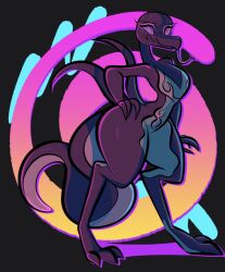 anthro curvy female female_focus female_only lizard lizard_girl nintendo pokemon pokemon_(species) pokemorph salazzle seductive tail thicthighs tooni-pi