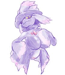 big_ass big_breasts ghost ghost_girl ghost_type mismagius pokémon_(species) pokemon pokemon_(species) pokemon_dppt purple_body pussy red_eyes shortstack smile thick_thighs witch witch_hat yellow_sclera