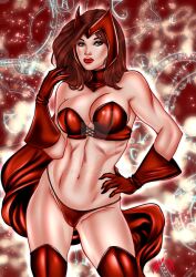 1girls brown_eyes brown_hair cleavage deviantart distracting_watermark ed_benes_studio female female_only gloves homo_superior joe_lima large_breasts long_hair looking_at_viewer marvel marvel_comics mutant scarlet_witch solo tagme wanda_maximoff watermark