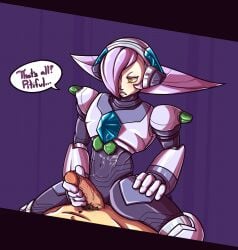 2boys cum cum_on_abs cum_on_body cum_on_lower_body disappointed femboy gay handjob lilac_hair little_socket lumine_(mega_man) mega_man mega_man_x reploid robot robot_boy yaoi