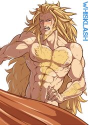 bara beard blonde_hair blush chest_hair facial_hair gay guilty_gear hairy leo_whitefang long_hair male male_only muscles muscular nude solo solo_male sweaty whiskflash