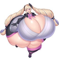 1girls ass bare_thighs blonde_hair bluespice breasts cleavage curvy elise_(fire_emblem) female female_only fire_emblem fire_emblem_fates gigantic_ass gigantic_breasts hyper hyper_ass hyper_breasts long_hair looking_at_viewer nintendo obese_female open_mouth purple_eyes smile solo thick_thighs thighs twintails very_long_hair voluptuous