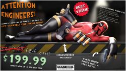 advertisement advertising being_sold between_thighs big_hips big_thighs black_rubber black_rubber_suit commercial description different_colored femboy fempyro for_sale gear gun high_boots holding_gun homewrecker_(tf2) hood hood_up lying lying_down lying_on_floor parody parody_porn pistol_(tf2) price price_tag pyro pyro_(team_fortress_2) raincoatpyro red_latex rule_63 self_upload shaka team_fortress_2 thick_hips thick_thighs thumbs_up wide_hips wide_thighs zipper