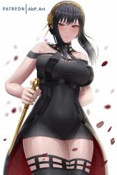 1girls abp_art assassin big_breasts breasts female female_only hips huge_breasts long_hair red_eyes slim_waist solo spy_x_family stiletto_(weapon) thorn_princess yor_briar