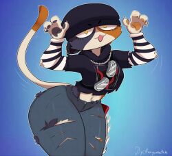 1girls anthro anthro_only cat cat_ears cat_tail clothed clothing female female_only fortnite fragomatesh furry furry_only meow_skulls_(fortnite) ripped_clothes tagme thick thick_ass thick_thighs