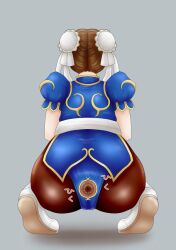 anus ass asshole chun-li grotesque neko_(pixiv) pantyhose sitting street_fighter