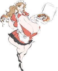 1girls big_breasts breasts cleavage clothed clothing dullvivid female female_only food huge_breasts hyper hyper_breasts large_breasts pizza pizza_box pizza_hut solo tagme