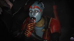 1boy 1boy1girl 1girls 3d alien alien_girl asari big_penis blowjob blue_skin cum cum_in_mouth ejaculation fellatio grabbing_penis hand_on_head huge_cock interspecies krogan large_penis laying_on_stomach looking_at_viewer mass_effect mature_female milf monster_cock open_mouth oral oral_sex penis penis_grab samara size_difference tongue tongue_out weebstank white_eyes