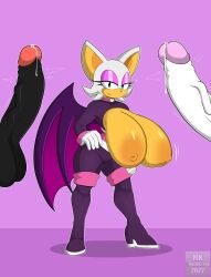 absurd_res anthro bedroom_eyes big_areola big_breasts big_nipples breasts breasts_out chiropteran female genitals hand_on_hip hanging_breasts hi_res huge_breasts mammal membrane_(anatomy) membranous_wings mklancer00 narrowed_eyes penis purple_background rouge_the_bat rouge_the_bat_(heroes) seductive sega simple_background sonic_(series) sonic_heroes sonic_the_hedgehog_(series) vein veiny_penis wings