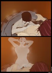 1boy 1girls 3d black_hair breasts cowgirl_position demon_slayer fellatio incest kamado_kie kamado_tanjirou kimetsu_no_yaiba mother mother_and_son nude poseidonx