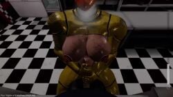 1boy 1girls animated animatronic completely_nude completely_nude_female five_nights_at_freddy's game game_cg handjob muscular_female robot tagme toy_chica_(fnaf) video