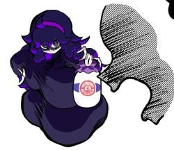 1boy1girl alternate_version_at_source alternate_version_available ass big_ass big_breasts breast_grab breast_squeeze breast_squish breasts breasts_bigger_than_head color creepy curly_hair hair_band hair_covering_eyes hex_maniac holding_breast huge_breasts messy_hair milk milk_bottle pokemon spooky thick_thighs wide_hips zommbay