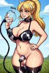 ai_generated bowsette cow_girl cow_print farm futanari milking milking_machine penis_milking penis_milking_machine tagme