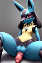 , ai_generated canine_penis lucario pokemon pokephilia sitting