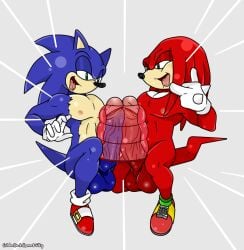 2boys frottage frozenmilky full_body gay knuckles_the_echidna male_focus male_only sex_toy sonic_(series) sonic_the_hedgehog sonic_the_hedgehog_(series) yaoi