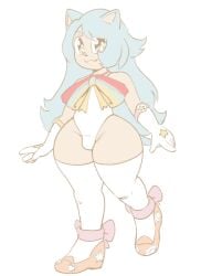 1boy :3 animal_ears arm_stockings ass big_ass blue_hair bow bowtie bulge danon deceiver_(exeg) deceiveranon femboy hedgehog_humanoid heels leotard long_hair male sonic.exe sonic.exe_(series) star_eyes tail thick_thighs thighhighs wide_hips