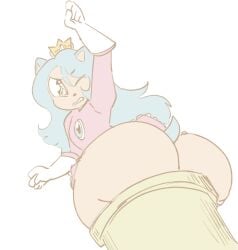 1boy alternate_costume annoyed ass big_ass bubble_butt deceiver_(exeg) deceiveranon dress femboy hedgehog_humanoid huge_ass male male_only pipe princess_peach_(cosplay) sonic.exe sonic.exe_(series) star_eyes stuck thick_thighs wide_hips