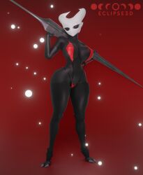 1girls 3d 3d_(artwork) 3d_model 3d_render anthro arthropod arthropod_humanoid bikini black_body eclipse3d female female female_only girl holding_object hollow_knight hornet_(hollow_knight) humanoid insect_girl insect_humanoid insects pose posing semi_nude sling_bikini solo_female video_game video_game_character video_games weapon_over_shoulder