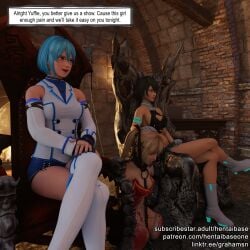 3d amputee blue_hair bondage breast_destruction dead_or_alive dismemberment english_text final_fantasy final_fantasy_vii glasses gore guro marie_rose nico_(doa) quadruple_amputee ryona skin skinning torture torture_chamber yuffie_kisaragi yuri yuri_guro