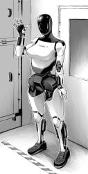 5_fingers android biped breasts double_deck embedded_penetrable_sex_toy female fingers hi_res humanoid machine monochrome non-mammal_breasts not_furry optimus_(tesla) penetrable_sex_toy robot robot_humanoid sex_toy solo tesla_(brand) tesla_bot