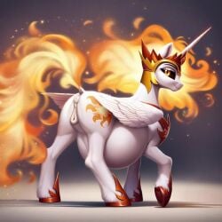 ai_generated alicorn animal_genitalia animal_pussy anus ass daybreaker_(mlp) dock equid equine equine_genitalia equine_pussy female feral fire friendship_is_magic furry hasbro my_little_pony pregnant princess_celestia_(mlp) pussy quadruped red_sclera smile solo tail white_body white_fur yellow_eyes