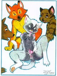 1990s 1995 20th_century after_sex aftermath anthro anus ass black_nose breasts brown canine closed_eyes cum cum_in_ass cum_in_pussy cum_inside cum_on_breasts cum_on_tongue feline female foursome fox front_pussy fur furry grey james_m_hardiman labia male messy milk nude open_mouth orange pearl_necklace pussy spread_legs spread_pussy spreading straight stripes tail tongue tongue_out white_background white_fur yellow