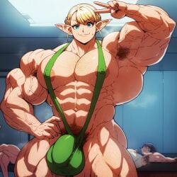 1boy 1male abs abs_focus ai_generated alternate_body_type ambiguous_gender ambush_(trap) androgynous anime armpit_hair bara barechested biceps big_balls big_penis bikini bizzare blonde_hair bodybuilder bulge bulge_through_clothing chest_hair commentary commentary_request elf elf-san_wa_yaserarenai elf_ears elf_male elfuda explicitly flaccid flexing futanari genderswap_(ftm) green_eyes hairy hairy_armpits hairy_chest hairy_pussy highres horns huge_balls huge_cock hyper_balls hyper_penis imminent_penetration inminent_sex japanese_clothes large_pectorals looking_at_viewer male male_focus male_only male_pubic_hair male_swimwear manly mature mature_male muscular muscular_male navel navel_hair nipples nude nudity outdoors pecs pectorals penis penis_peek piercing pose pubic_hair rule_63 screenshot_edit short_hair slingshot_swimsuit smile smiley_face smiling smiling_at_viewer tagme what