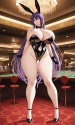 1girls ai_generated akeno_himejima big_breasts breasts bunnysuit high_heels high_resolution high_school_dxd looking_at_viewer outcyli731 purple_hair pussy pussy_juice stable_diffusion standing thick_thighs