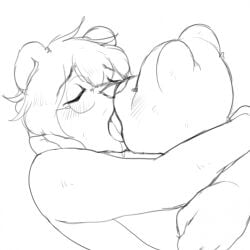 1:1 anthro bear closed_eyes duo eyewear french_kissing glasses greenzlie hair hi_res hug kissing male male/male mammal monochrome open_mouth tongue