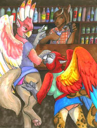 2004 anthro avian ayame_emaya bar canine cockatoo couple dingo female fingering fur furry gryphon macaw margay masturbation parrot pico_(susan_eikenburg) public pussy susan_eikenburg xan yuri