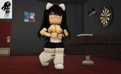 1girls artist_request big_breasts cat_ears cat_girl catgirl heart-shaped_pupils heart_eyes maid maid_headdress maid_outfit maid_uniform nervous nervous_smile ninjashyper2 roblox roblox_avatar roblox_game robloxian shy shy_expression solo_female solo_focus