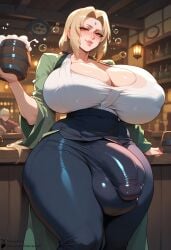 1futa ai_generated bulge drunk futanari gigantic_breasts gigantic_penis gigantic_testicles huge_ass huge_balls huge_breasts huge_cock massive_breasts milf naruto self_upload smile starskyai thick_thighs tsunade