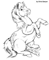 1boy chris_sawyer equine feral hooves horse horsecock large_penis male male_only markings monochrome my_little_pony penis pony shelton sitting solo text veins veiny_penis