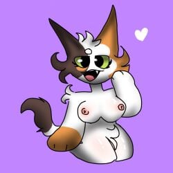 big_breasts big_thighs calico_cat cat_ears cat_tail female_only furry furry_female green_eyes kami_starnwn sitting tagme thighs youtuber youtuber_oc