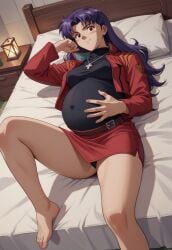 ai_generated big_belly big_breasts misato_katsuragi neon_genesis_evangelion pregnancy pregnant pregnant_belly ready_to_pop red_jacket