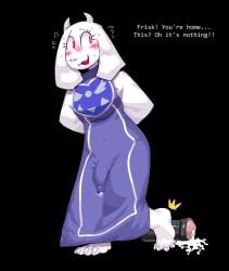 1furry 1futa after_masturbation anthro artificial_vagina big_ass big_feet big_penis black_background blush cum cum_in_clothes cum_in_clothing cum_in_container cum_in_sex_toy erect_penis erection erection_under_clothes feet frisk frisk_(undertale) fur furry furry_futa furry_futanari futa_furry futa_only futanari hands_behind_back lilmoonie long_nails long_toenails navel navel_outline navel_visible_through_clothes nervous nervous_smile pocket_pussy sex_toy sweat sweatdrop sweating toriel toriel_(undertale) trying_not_to_cum trying_to_cover_up trying_to_hide undertale undertale_(series) undertale_futanari unseen_character