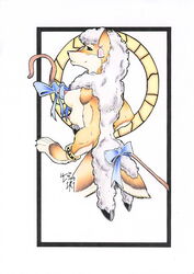 2007 anthro bo_peep_(disambiguous) breasts cane canine crook female fur furry loupgarou multi_breast nursery_rhyme sheep's_clothing shepherd skin solo