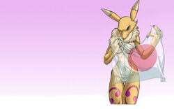 16:10 anthro bandai breasts canine digimon female flag fox fur furry japan japanese_flag kandlin mammal nipples nude renamon solo translucent wallpaper widescreen