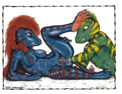 2000 anal anal_fisting anal_sex breasts buggery clitoris female fisting green_hair hair james_m_hardiman labia lubrication male muscles navel nude on_back penetration plump_labia pussy raised_leg red_hair reptile scalie serratus_anterior sex spread_legs spread_pussy spreading straight twisted