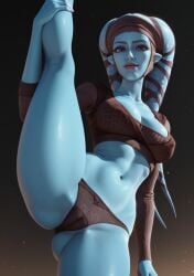 aayla_secura ai_generated blue_body blue_skin cameltoe clone_wars duchess_eugene nude nude_female panties standing standing_split star_wars tagme twi&#039;lek