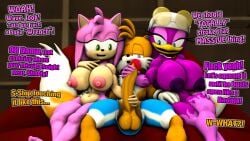 16:9 1boy 1boy2girls 2024 2_tails 2girls 3d 5_fingers 5_toes accessory age_difference amy_rose anthro areola avian balls beak big_areola big_balls big_breasts big_penis bird blue_eyes bottomwear breast canine clothing curvy_figure dialogue digital_media_(artwork) dirty_talk english_text erection eulipotyphlan eyelashes feathers feet female femboy femboy_on_female fingers fluffy fluffy_tail fox fur furniture genitals gloves green_eyes group hair_accessory hairband handwear hedgehog hi_res hirundinid holding_penis hourglass_figure huge_areola huge_breasts kerchief long_penis long_tail male male/female mammal miles_prower multi_tail multicolored_body multicolored_fur naked nipples nude nude_anthro nude_female older_female on_sofa open_mouth open_smile oscine passerine penis penis_awe penis_poking_out pink_body pink_fur pink_hair profanity purple_body purple_feathers sarah_dellen sega shorts sitting sitting_on_sofa size_talk smile sofa sonic_(series) sonic_riders sonic_the_hedgehog_(series) source_filmmaker_(artwork) swallow_(bird) tail tails tails_the_fox tan_body tan_fur teeth text thick_thighs toes trio trio_focus twink two_tone_body two_tone_fur uncensored voluptuous voluptuous_anthro voluptuous_female wave_the_swallow white_body white_clothing white_fur white_gloves white_handwear widescreen yellow_body yellow_fur younger_male