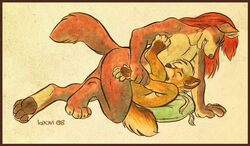 anthro canine female fur furry keovi kio_(keovi) male midget nude pillow sex size_difference straight zaush_(character)