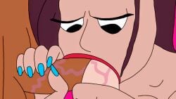 bored_expression brianna_smalls camera_pov cartoon_gonzo double_blowjob double_handjob latina_milf lipstick_on_penis sex_tape