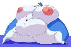 anthro belly big_belly big_breasts blue_body blue_fur breasts carlosgizza female female_focus female_only fur furry huge_breasts hyper hyper_breasts nipples obese original original_character overweight ra_(ralord) solo thick_thighs thighs white_body white_fur